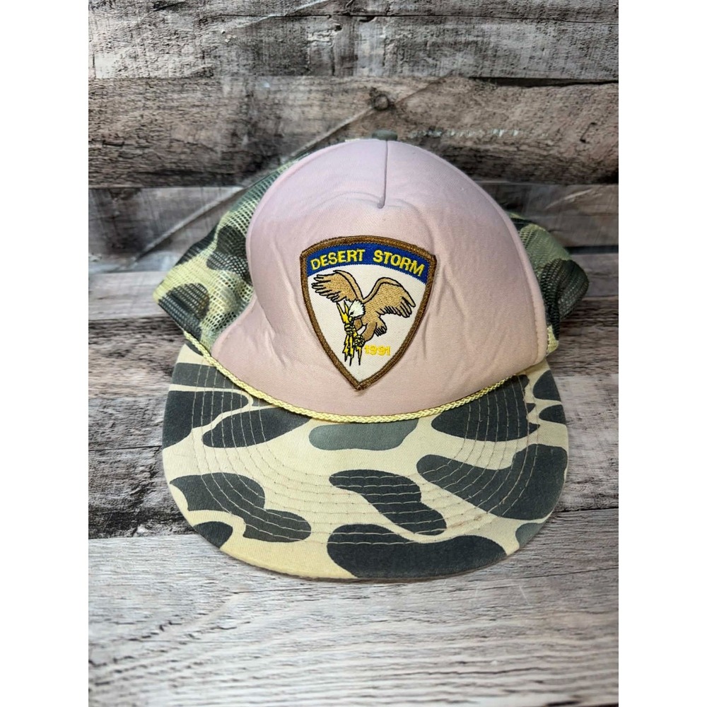 Vintage Otto Cap Desert Storm 1191 Camoflauge Hat Eagle Adjustable‎